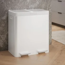 21.7-gallon stainless steel dual-bin step trash can