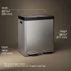 21.7-gallon stainless steel dual-bin step trash can