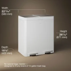 21.7-gallon stainless steel dual-bin step trash can