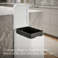 13-gallon stainless steel slim step trash can with bifold lid