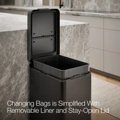13-gallon stainless steel slim step trash can with bifold lid