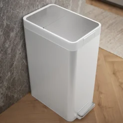 13-gallon stainless steel slim step trash can with bifold lid