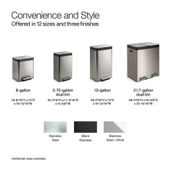 13-gallon stainless steel slim step trash can with bifold lid