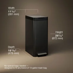 13-gallon stainless steel slim step trash can with bifold lid