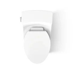 Hidden cord one-piece compact elongated toilet with concealed trapway, 1.28 gpf toilet