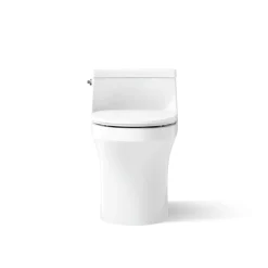 Hidden cord one-piece compact elongated toilet with concealed trapway, 1.28 gpf toilet