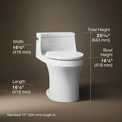 Hidden cord one-piece compact elongated toilet with concealed trapway, 1.28 gpf toilet