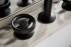 Industrial bathroom sink faucet handles