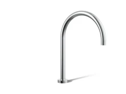 Laminar deck-mount non-diverter bath spout