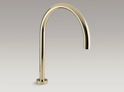 Laminar deck-mount non-diverter bath spout
