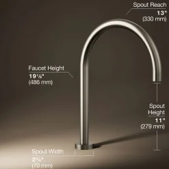 Laminar deck-mount non-diverter bath spout