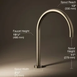 Laminar deck-mount non-diverter bath spout