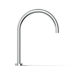 Laminar deck-mount non-diverter bath spout
