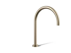 Laminar deck-mount non-diverter bath spout
