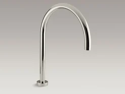 Laminar deck-mount non-diverter bath spout