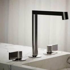 Lever bathroom sink faucet handles