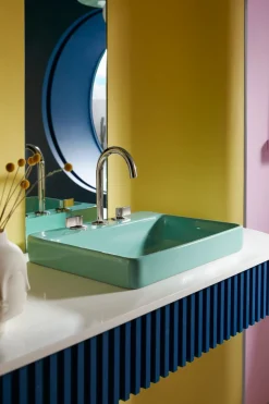 Lever bathroom sink faucet handles