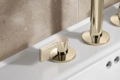Lever bathroom sink faucet handles