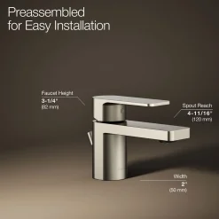 Low single-handle bathroom sink faucet, 1.0 gpm