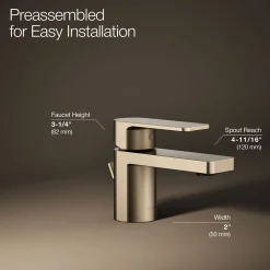Low single-handle bathroom sink faucet, 1.0 gpm