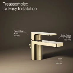 Low single-handle bathroom sink faucet, 1.0 gpm