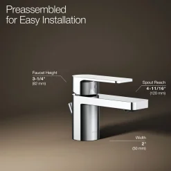 Low single-handle bathroom sink faucet, 1.2 gpm