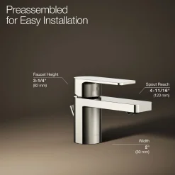 Low single-handle bathroom sink faucet, 1.2 gpm