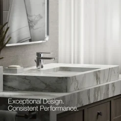 Low single-handle bathroom sink faucet, 1.2 gpm