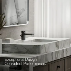 Low single-handle bathroom sink faucet, 1.2 gpm