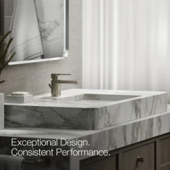 Low single-handle bathroom sink faucet, 1.2 gpm