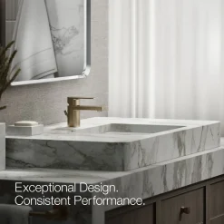 Low single-handle bathroom sink faucet, 1.2 gpm