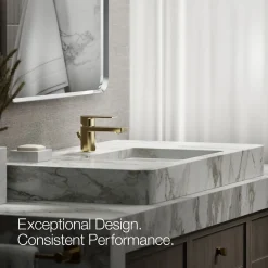 Low single-handle bathroom sink faucet, 1.2 gpm