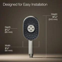 Oblong three-function handshower, 1.75 gpm