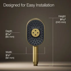 Oblong three-function handshower, 2.5 gpm