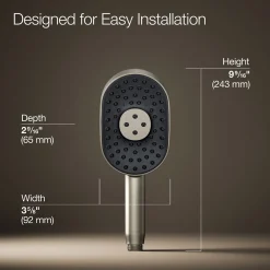 Oblong three-function handshower, 2.5 gpm