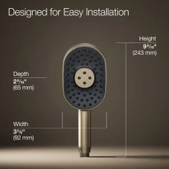 Oblong three-function handshower, 2.5 gpm