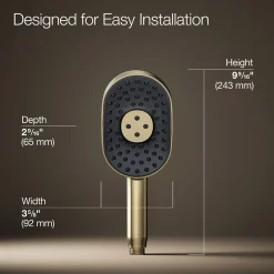 Oblong three-function handshower, 2.5 gpm
