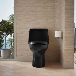 One-piece compact elongated 1.6 gpf toilet with Revolution 360® swirl flushing technology