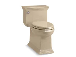 One-piece compact elongated toilet with skirted trapway, 1.28 gpf