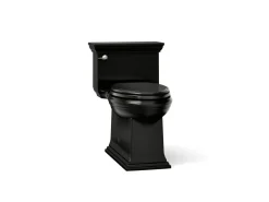 One-piece compact elongated toilet with skirted trapway, 1.28 gpf