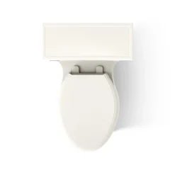 One-piece compact elongated toilet with skirted trapway, 1.28 gpf