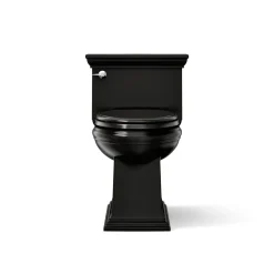 One-piece compact elongated toilet with skirted trapway, 1.28 gpf