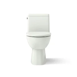 One-piece compact elongated toilet with skirted trapway, 1.28 gpf