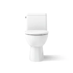 One-piece compact elongated toilet with skirted trapway, 1.28 gpf