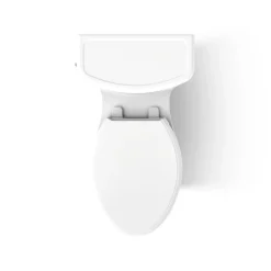 One-piece compact elongated toilet with skirted trapway, 1.28 gpf