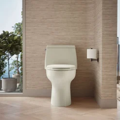One-piece compact elongated toilet, 1.28 gpf