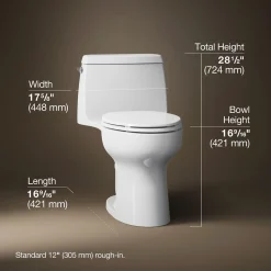 One-piece compact elongated toilet, 1.28 gpf