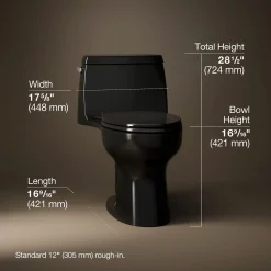 One-piece compact elongated toilet, 1.28 gpf