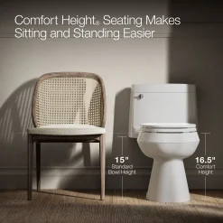 One-piece compact elongated toilet with skirted trapway, 1.28 gpf