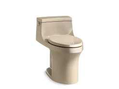 One-piece compact elongated toilet with concealed trapway, 1.28 gpf